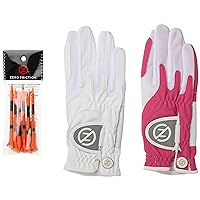 Ladies Compression-Fit Synthetic Golf Glove 2 Pack, Includes free tee pack, Universal-Fit