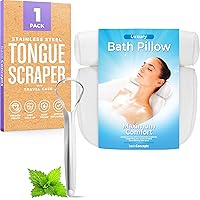 Tongue Scraper 1 Pack and Bath Pillow Bundle