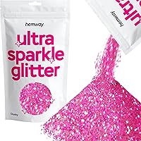 Hemway Premium Ultra Sparkle Glitter Multi Purpose Metallic Flake for Arts Crafts Nails Cosmetics Resin Festival Face Hair - Baby Pink Iridescent - Chunky (1/40