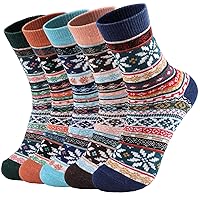 Wool Socks 5 Pairs - Wool Socks for Women Boot Socks Soft Crew Socks