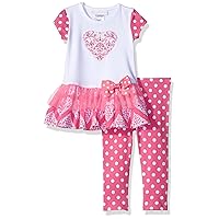 Bonnie Jean Girl's Valentine's Day Outfit - Pink Heart Leggings Set for Baby, Toddler and Little Girls