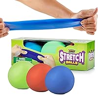 Pull, Stretch and Squeeze Stress Balls - 3 Balls, Elastic Sensory Balls for Stress and Anxiety Relief, Autism and Special Needs Toys, Calming Fidgets for Kids and Adults, Ideal for Classroom