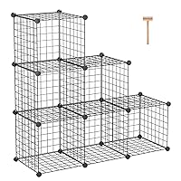Wire Cube Storage, 6 - Cube Organizer Metal C Grids, Modular Shelves Units, Storage Bins Shelving, Closet Organizer, Ideal for Home, Office, Living Room, 36.6”L x 12.4”W x 36.6”H Black