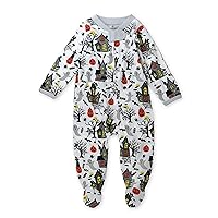 HonestBaby Sleep and Play Footed Pajamas One-Piece Sleeper Jumpsuit Zip-front PJs Organic Cotton for Baby Boys, Unisex