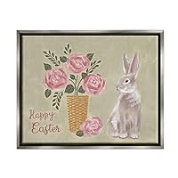 Happy Easter Bunny Rose Bouquet Floating Framed Wall Art, Design by Pam Britton