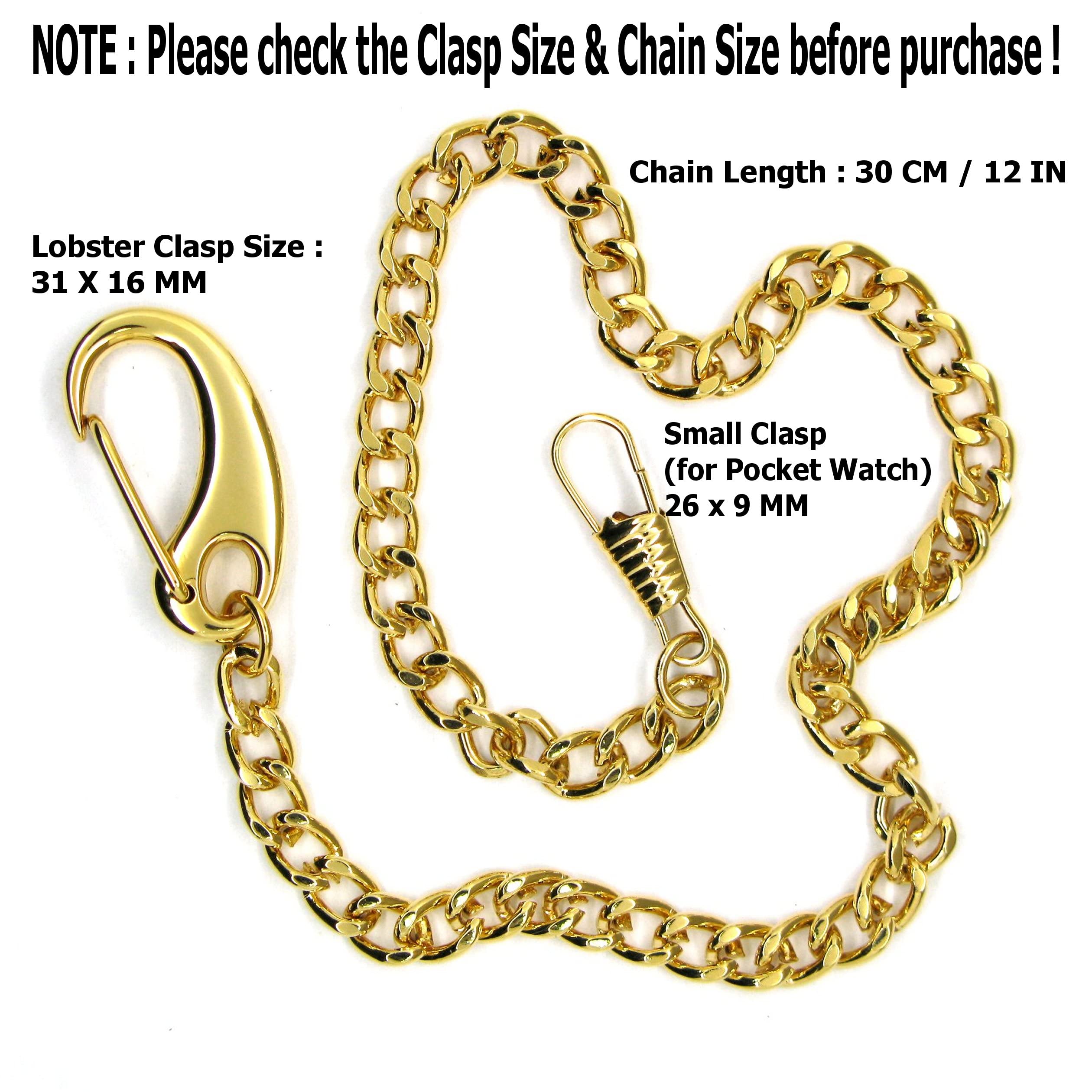 watchvshop Pocket Watch Chain Albert Chain Gold Tone Fine Polish Vest Chain with Large Lobster Claw Clasp FC12A