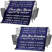 FILO ESTILO Grandma and Nana Fleece Package - Two Quality 320gsm Fleece Blankets for Grandma and Nana, Both in Color Dblue
