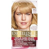 Excellence Creme Permanent Triple Care Hair Color, 8G Medium Golden Blonde, Gray Coverage For Up to 8 Weeks, All Hair Types, Pack of 1