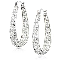 Amazon Essentials Sterling Silver Crystal Inside Out Hoop Earrings (previously Amazon Collection)
