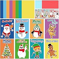 32pcs Christmas Card Making Crafts Kits for Kids, DIY Paper Greeting Card Envelopes Handmade Craft for Girls Boys Families Home Classroom Indoor Art Game Activities Favors