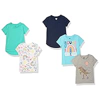 Amazon Essentials Girls and Toddlers' Short-Sleeve T-Shirt Tops-Discontinued Colors, Multipacks