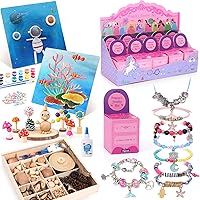 Toylink 10 Set Charm Bracelet Making Kit & Wooden Craft Kit for Kids-Make Your Own Art and Craft Supplies, Birthaday Gift Favors for Boys Girls 4-8