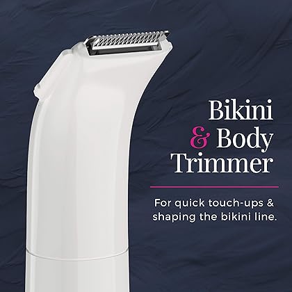 Remington Smooth & Silky Body & Bikini Kit, Cordless bikini trimmer and shaver for women, Waterproof for grooming in the shower, White/Pink