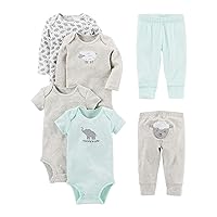 Unisex Babies' 6-Piece Bodysuits (Short and Long Sleeve) and Pants Set
