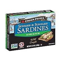 Crown Prince Skinless & Boneless Sardines in Olive Oil, 3.75-Ounce Cans (Pack of 12)