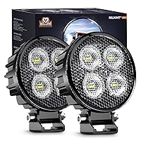Nilight 2PCS 3Inch Led Pods Round 1500LM Built-in EMC Work Light 90° Flood Beam Angle for Offroad Lights Side Light Rear Back-Up Light for Tractor Truck Motorcycle Boat ATV UTV, 5 Years Warranty