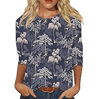 Tops for Women, 3/4 Sleeve Shirts for Women Cute Tops Graphic Tees Blouses Casual Plus Size Basic Tops Pullover