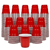 GoPong 2 oz Plastic Shot Cups - [200 Count] Mini Party Cups, Red
