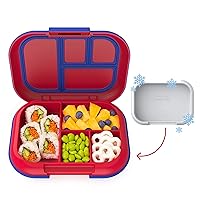 Bentgo® Kids Chill Lunch Box - Leak-Proof Bento Box with Removable Ice Pack & 4 Compartments for On-the-Go Meals - Microwave & Dishwasher Safe, Patented Design, 2-Year Warranty (Red/Royal)