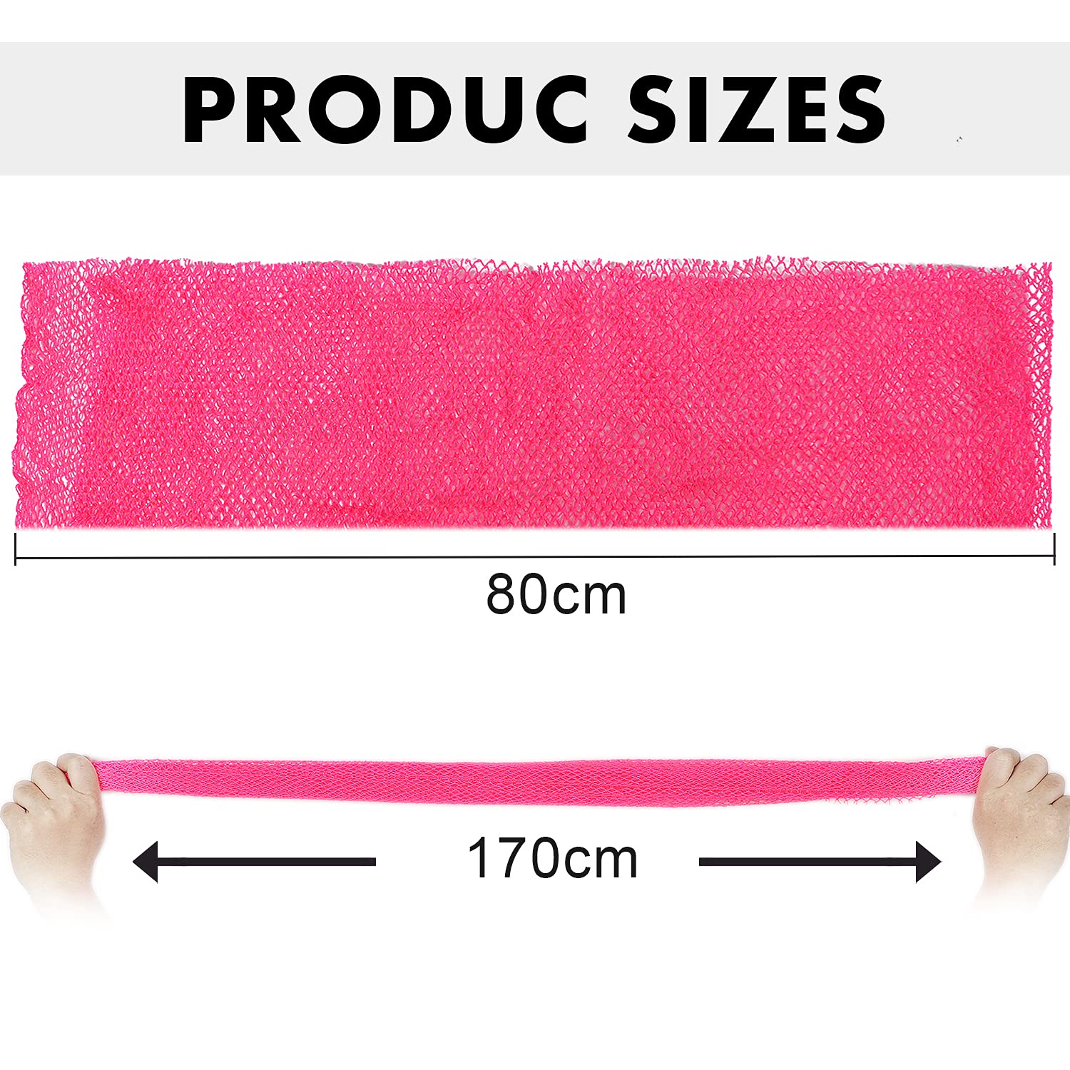 African Net Long Bath Net Sponge,JASSINS African Bathing Sponge,Body Exfoliating Long Net Shower Body Scrubber Back Scrubber Skin Smoother,Stretch Length to 66 INCH (Pink)