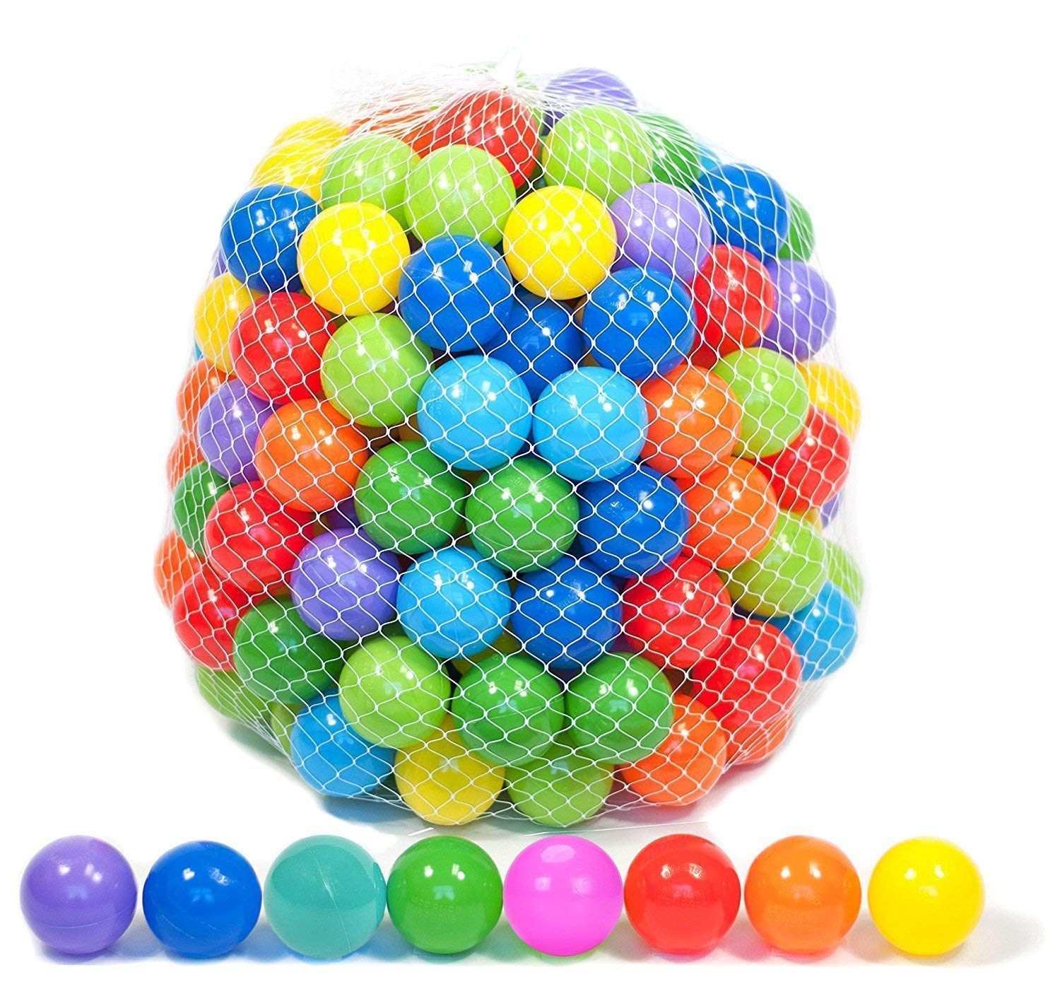 Playz 50 Soft Plastic Mini Ball Pit Balls w/ 8 Vibrant Colors - Crush Proof, Non Toxic, Safe Assorted Bulk Plastic Balls for Toddler, Baby & Kids Playpen, Play Tents Indoor & Outdoor Playtime Fun
