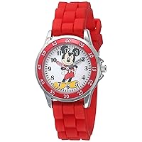 Disney Kids' MK1239 Time Teacher Mickey Mouse Watch with Red Rubber Strap