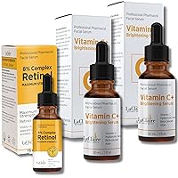 Skincare Duo: 2 Units of Vitamin C Plus Serum 30ml + 8% Complex Retinol Face Serum 15ml - Anti-Aging, Brightening, Firming, Smoothing