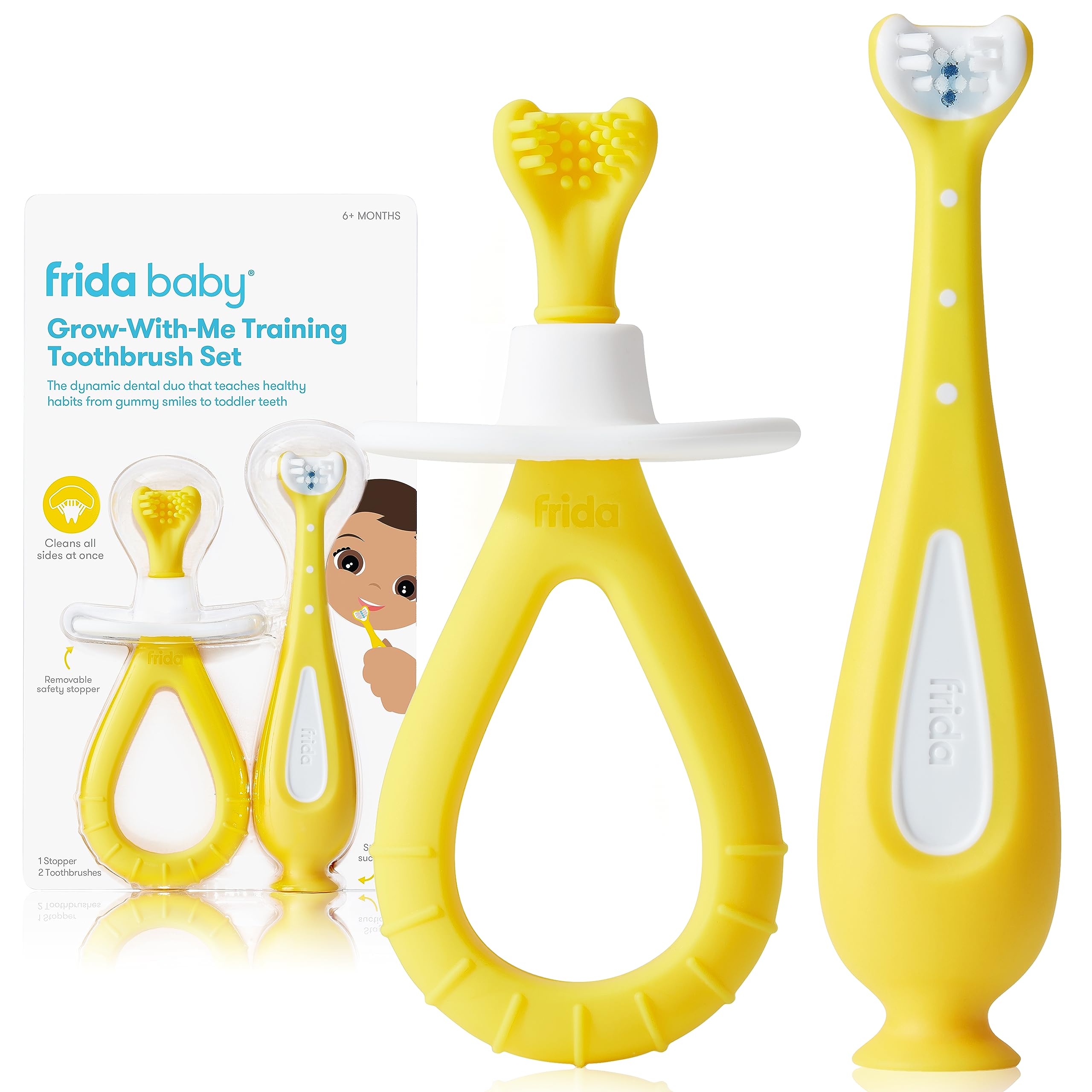 Frida Baby Grow-with-Me Training Toothbrush Set | Infant to Toddler Toothbrush Oral Care for Sensitive Gums