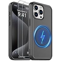 Magnetic for iPhone 15 Pro Max Case, [Compatible with Magsafe] [10 FT Military Grade Anti-Drop] [with Tempered Glass Screen Protector] Phone Case for iPhone 15 Pro Max 6.7 inch -Black