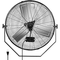 Simple Deluxe 24 Inch Industrial Wall Mount Fan, 3 Speed Commercial Ventilation Metal Fan for Warehouse, Greenhouse, Workshop, Patio, Factory and Basement - High Velocity, black
