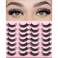 FARRED Lashes Natural Look Short Eyelashes Cat Eye Natural Lash that Looks Like Extensions Fluffy Wispy False Eyelash 14 Pairs Faux Mink Russian Strip Eye Lashes Pack for Daily Makeup (F14 | 8-15mm)