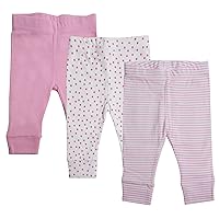 Spasilk Baby Cotton Pants for Newborns and Infants, Tapered, 3 Pack