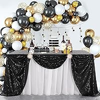 B-COOL Black Sequin Tablecloth Halloween Shimmer Tablecloth 50x80-inch Rectangular Table Overlays for Wedding Birthday Party Prom Table Decorations