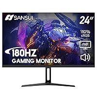 SANSUI 24 inch Gaming Monitor 180Hz 3ms Computer Monitor with Built-in Speakers FHD 1080P Adaptive Sync 110% sRGB DPx1 HDMIx2 Ports VESA Compatible, Tilt Adjustable(ES-G24F4FK HDMI Cable Included)
