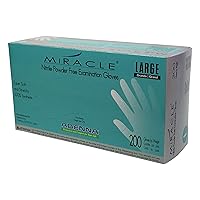 Adenna MIR166 Miracle 3.5 mil Powder-Free Nitrile Exam Gloves, Medical Grade, Blue, Large, Box of 200