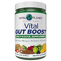 Vital Planet - Vital Gut Boost Powder by Brenda Watson, PBS Gut Check Hope Supplement with Fiber 35, Omega 3 Oil, Probiotics, and Digestive Enzymes, 8.1oz, 230 Grams, 30 Servings