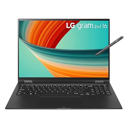 LG gram 16” 2in1 Lightweight Laptop, Intel 13th Gen Core i7 Evo Platform, Windows 11 Home, 16GB RAM, 512GB SSD, Black
