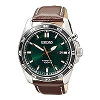 Seiko Kinetic Men's Stainless Steel Watch with Leather Strap.