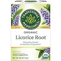 Organic Licorice Root Herbal Tea, Soothes Digestion, (Pack of 1) - 16 Tea Bags