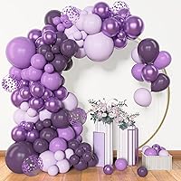 Amandir 153pcs Purple Balloon Garland Arch Kit, Different Sizes 18 12 10 5 inch Lavender Latex Metallic Confetti Purple Balloons for Girls Women Wedding Birthday Baby Shower Party Decorations Supplies