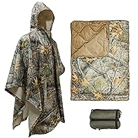 LOOGU Camo Woobie Blanket + Rain Poncho Waterproof Camouflage for Outdoor Hunting Camping