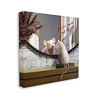 Stupell Industries Small but Mighty Sentiments Adorable Mouse in Mirror Canvas Wall Art, 17 x 17, Grey