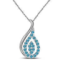 Gems and Jewels Alloy 0.25 ct Round Cut Blue Topaz Drop Pendant Necklace with 18'' Chain