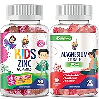 Magnesium Gummies for Adults & Zinc Gummies for Kids & Adults. 200mg - Calm Magnesium Chews - Magnesium Citrate Chewable Supplement for Mood & Muscle Support. Zinc Chewable Gummy for Immune Support -