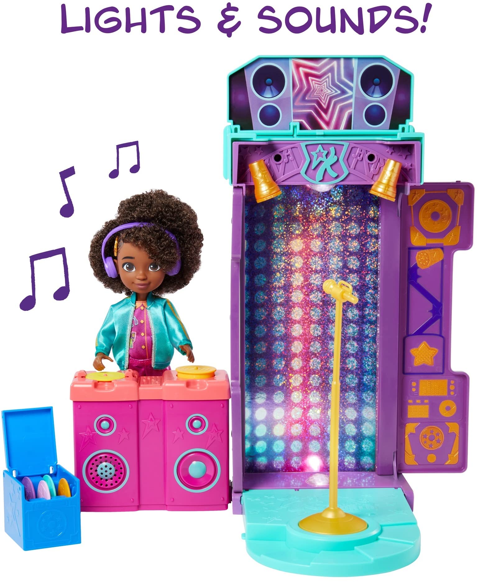 Mattel Karma's World Toy Playset with Doll & Accessories, Musical Star Stage with Lights & Sounds, Transforms From Bed To Stage