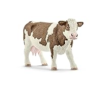 Schleich Farm World Simmental Cow Toy Figurine - Educational and Durable Farm Animal Toy Figure, Fun and Imaginative Play for Boys and Girls, Gift for Kids Ages 3+