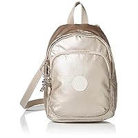 Kipling Women's Delia Compact Convertible, Lightweight, Minimal, Nylon Laptop Backpack, Metallic Glow, 7