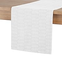 Martha Stewart Honeycomb Modern Farmhouse Reversible Table Runner, White, 15