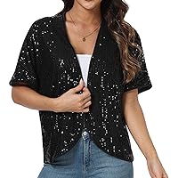 Women's Sequin Sparkle Lightweight Cardigan Casual Party Clubwear Cover Up Glitter Sequin Cardigan
