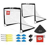 EASY2PLAY-Outdoor Football Goal, Set of 2, Pop-Up Goal, 3 Seconds Assembly, Foldable Football Goal, Each 120 x 90 x 90 cm, Fibreglass Poles for Children and Adults, Garden, Park and Asphalt